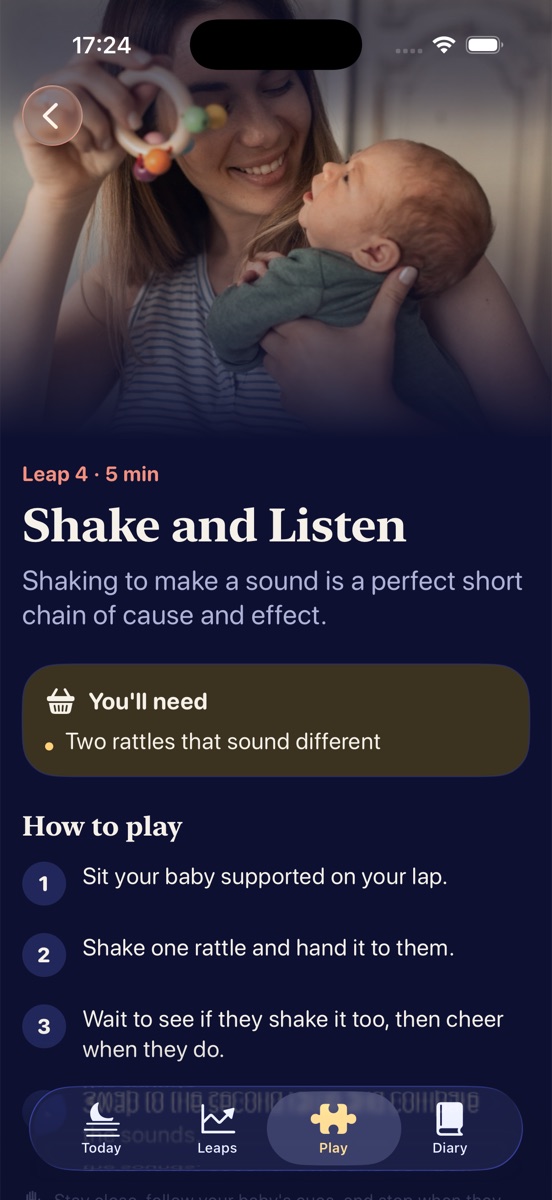A game called Shake and Listen with steps